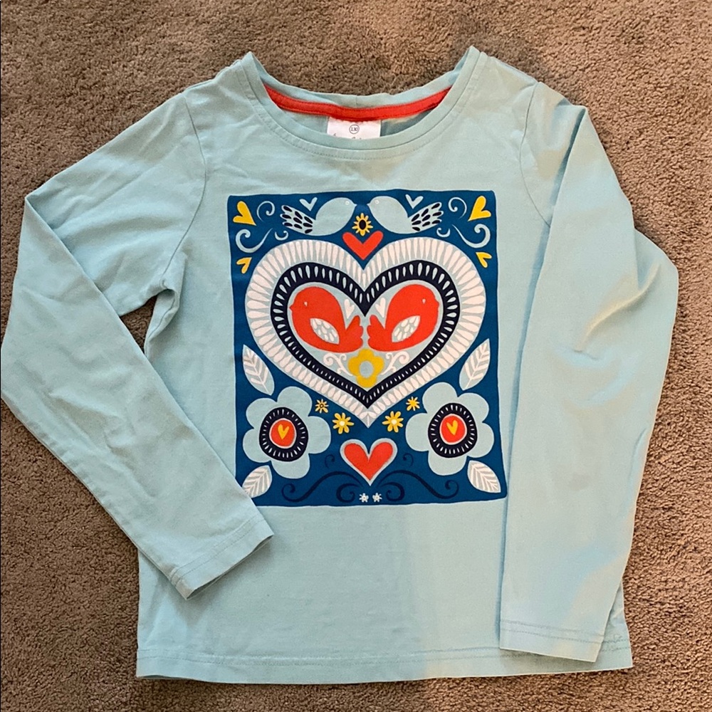 Hanna Andersson Blue Long Sleeve Tee with Heart Design